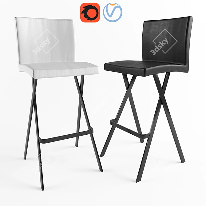 Etienne Leather Bar Stool - Stylish Seating Option for Modern Spaces 3D model image 1