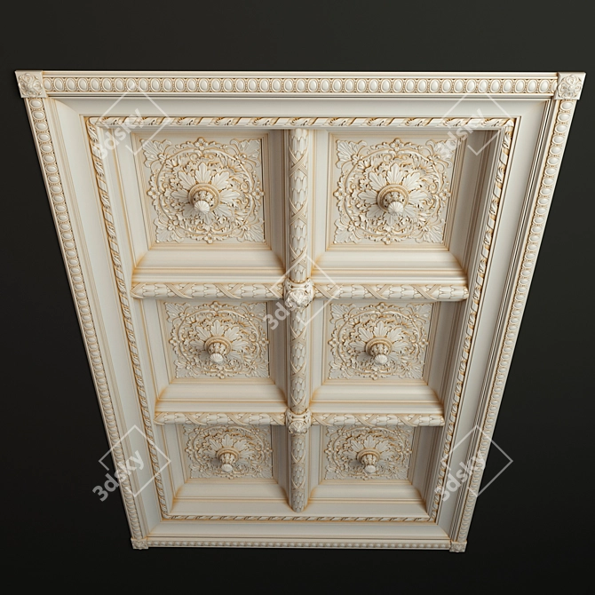 Modern Caisson Ceiling Design 3D model image 2