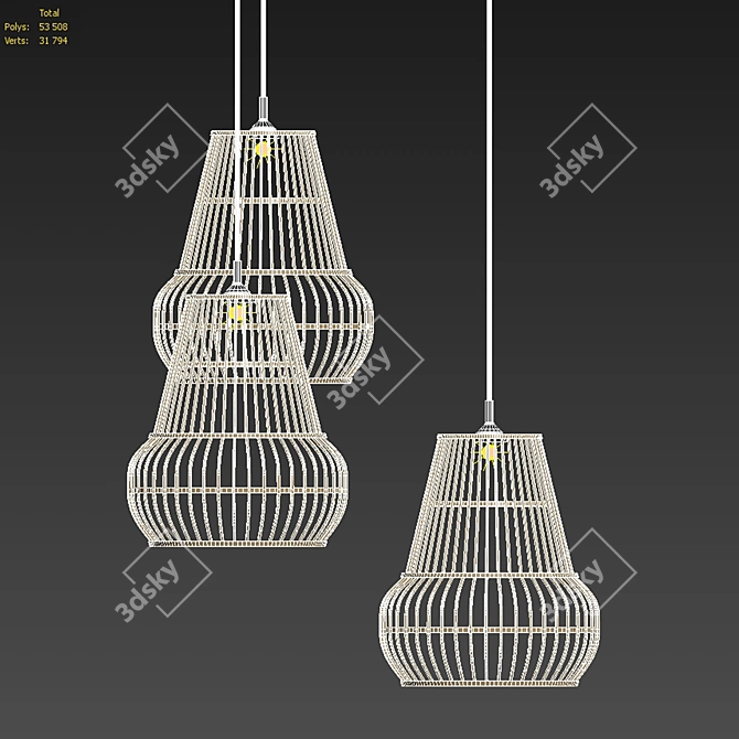 Minimalist Bohemian Triple Suspension Matamoto 3D model image 2