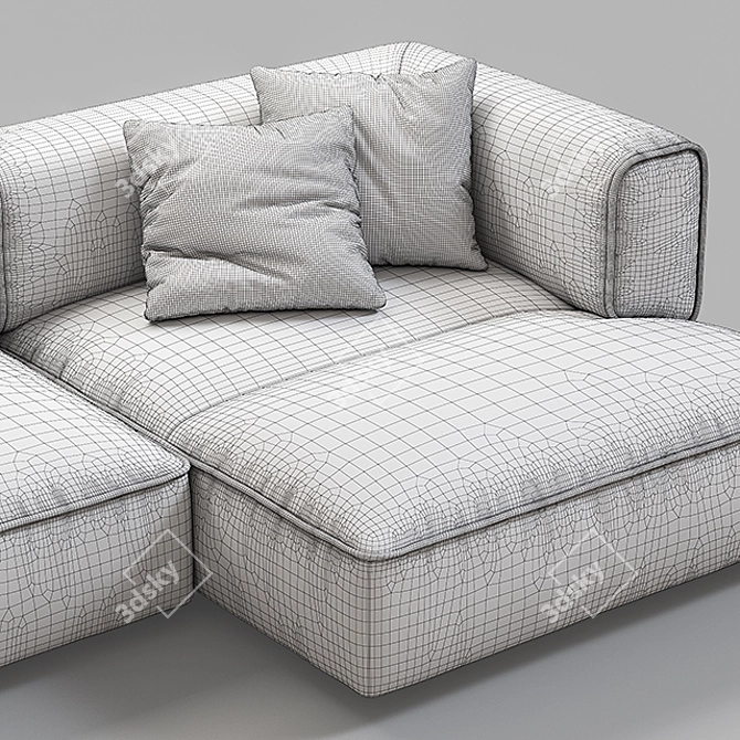 Modern Poff Sofa: Sleek & Stylish 3D model image 3