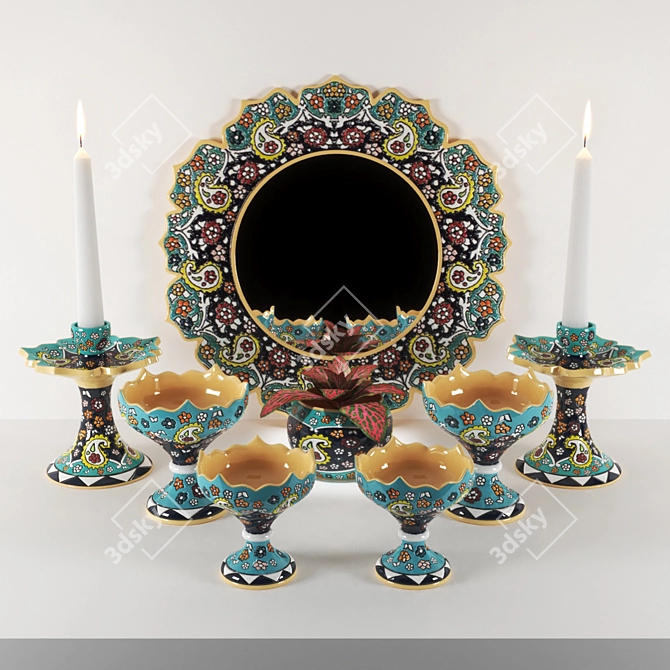 Persian Handcraft Decorative Set 3D model image 1
