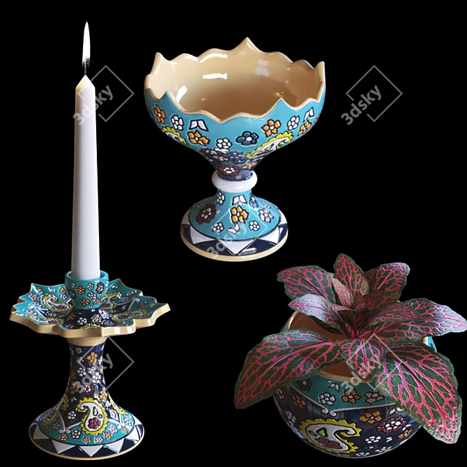 Persian Handcraft Decorative Set 3D model image 2