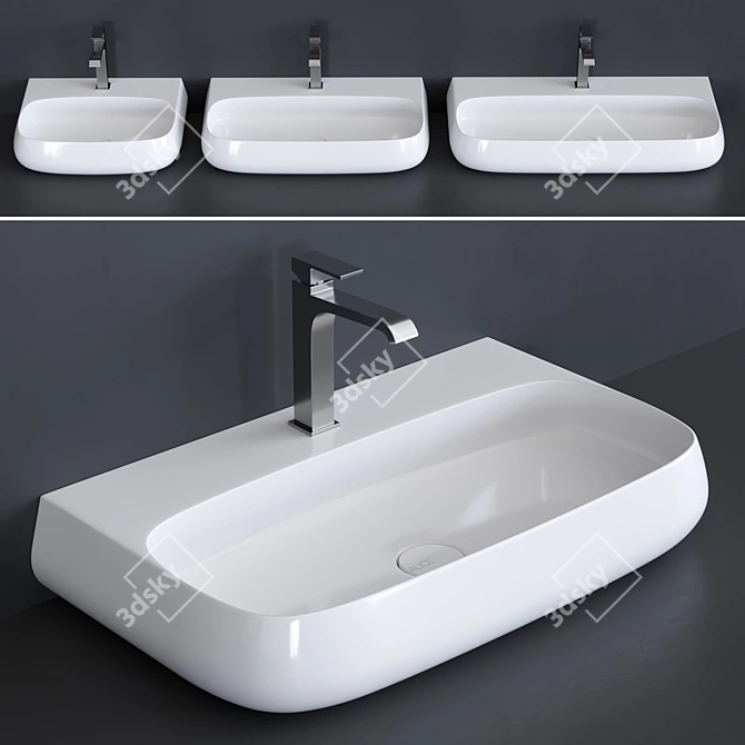 NUR Washbasin | Elegant Ceramic Rectangular Sink 3D model image 1