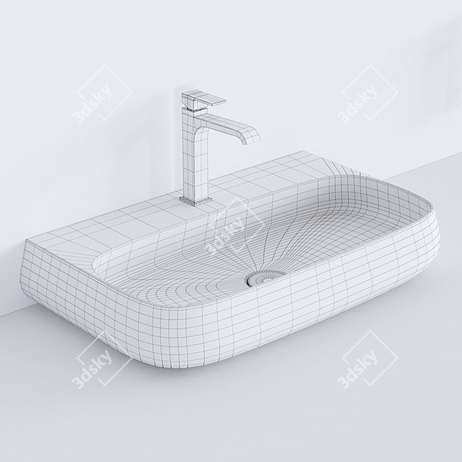 NUR Washbasin | Elegant Ceramic Rectangular Sink 3D model image 3