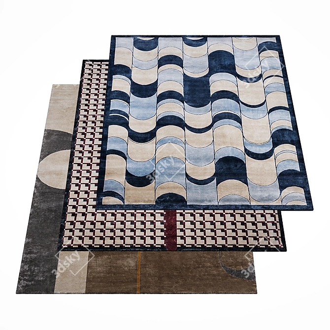 Elegant Turri ECLIPSE Wool-Silk Rug 3D model image 1