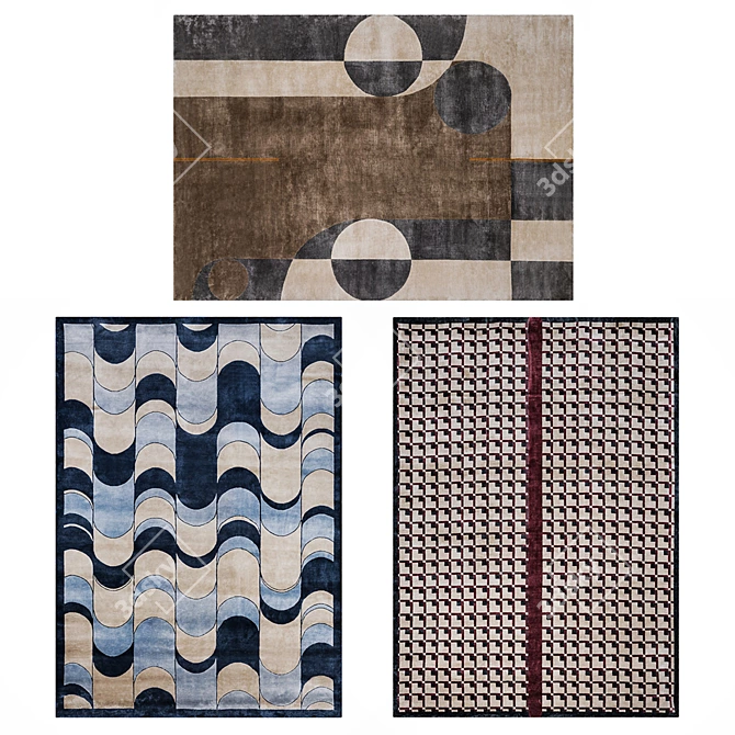 Elegant Turri ECLIPSE Wool-Silk Rug 3D model image 2