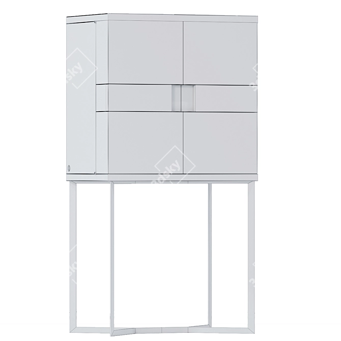 Elegant Michelangelo Bar Cart 3D model image 2