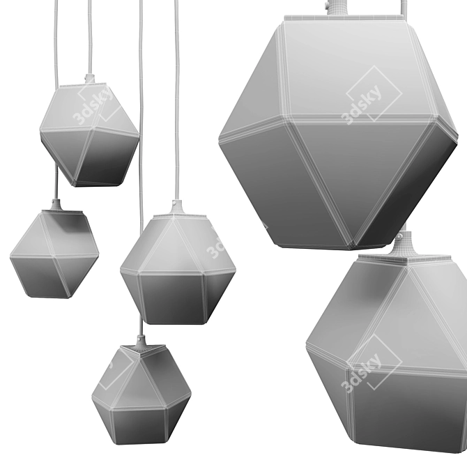 Sleek Crystal Hanging Lamp 3D model image 3