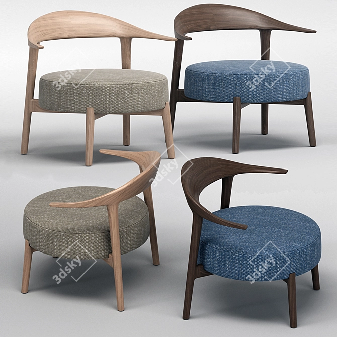 GIORGETTI RIPPLE Wood Armchair 3D model image 2