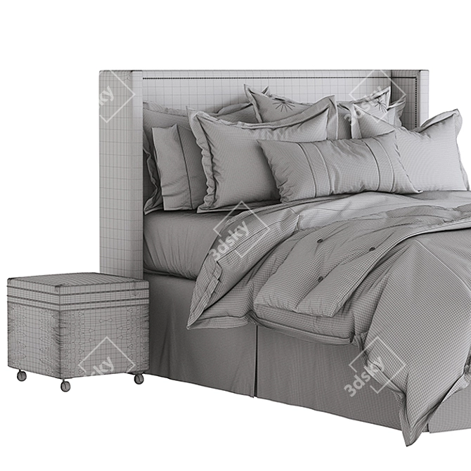 Elegant Ezra Bed Set 3D model image 3