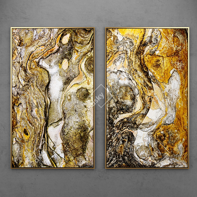 Golden Abstract Paintings | Set of 20 3D model image 1