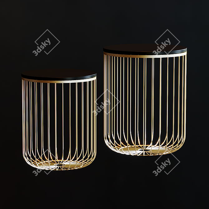 2-Piece Wicker Table Set 3D model image 1