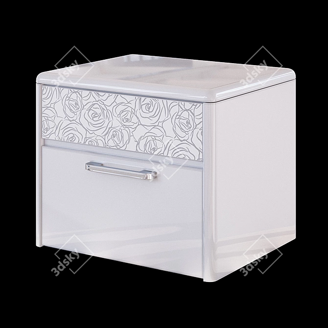 Ameli Glossy White Bedside Table 3D model image 1