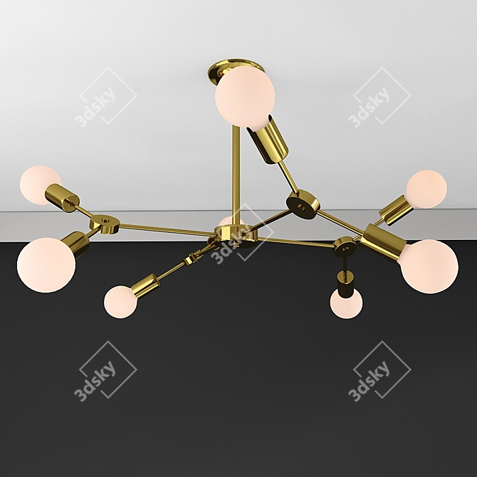 Industrial 8-Light Semi Flush Ceiling Fixture 3D model image 1