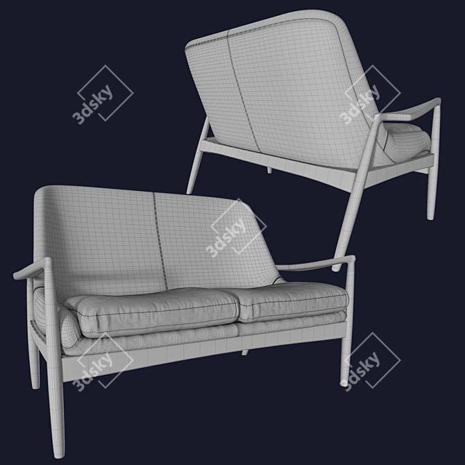 Midnight Blue Velvet Crispin Sofa 3D model image 3