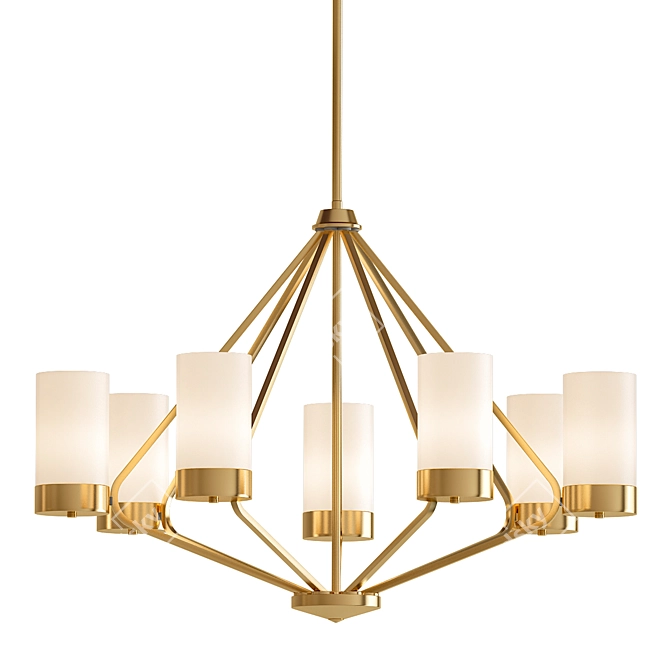 Bronze Etched Glass Chandelier 3D model image 1