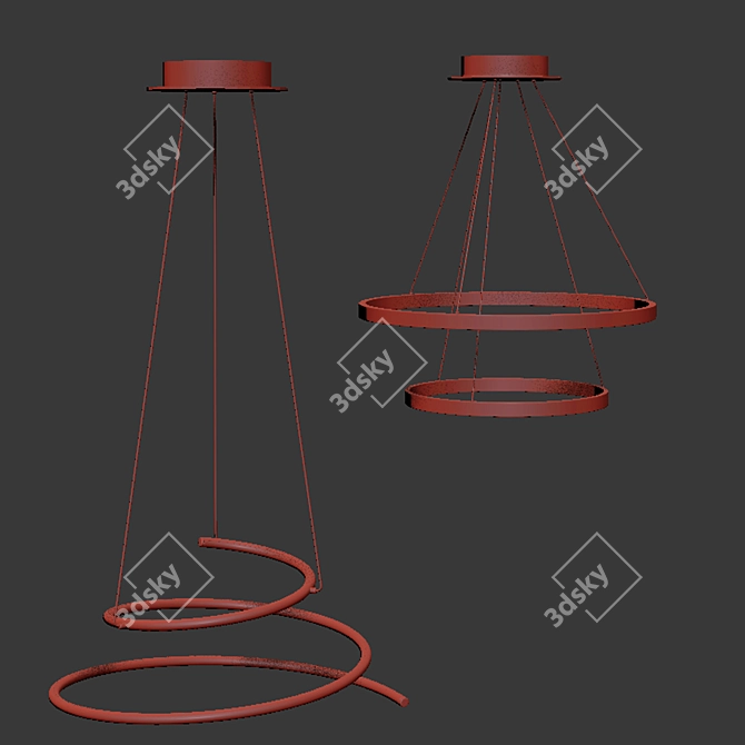 Spiral LED Ceiling Light Set 3D model image 3