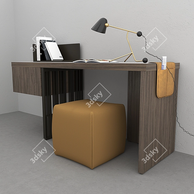 Scriba Writing Desk & Beghina Table Lamp 3D model image 1