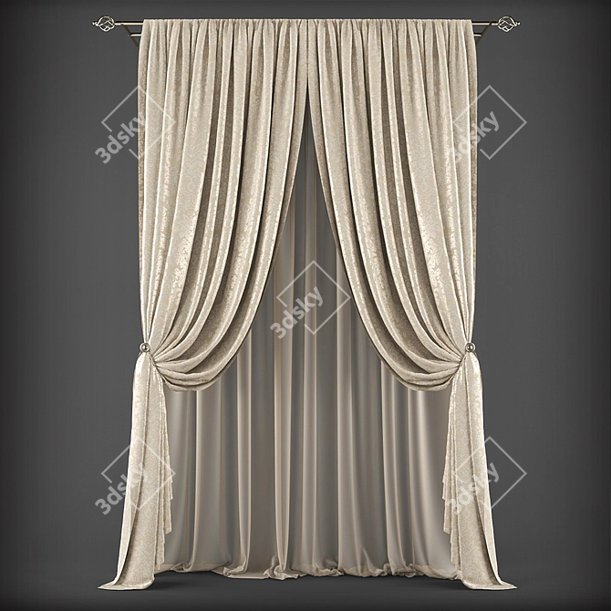 Classic Style Curtains 3D model image 1