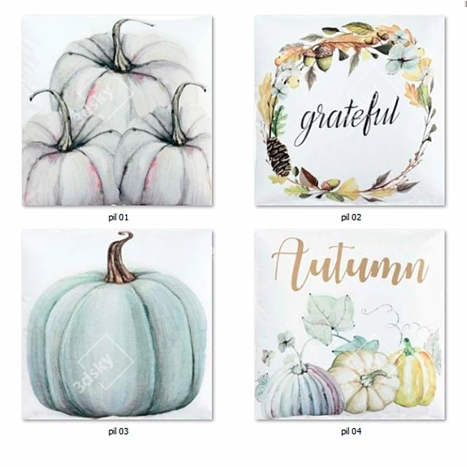 Elegant Pillow Set: Decorative and Versatile 3D model image 3