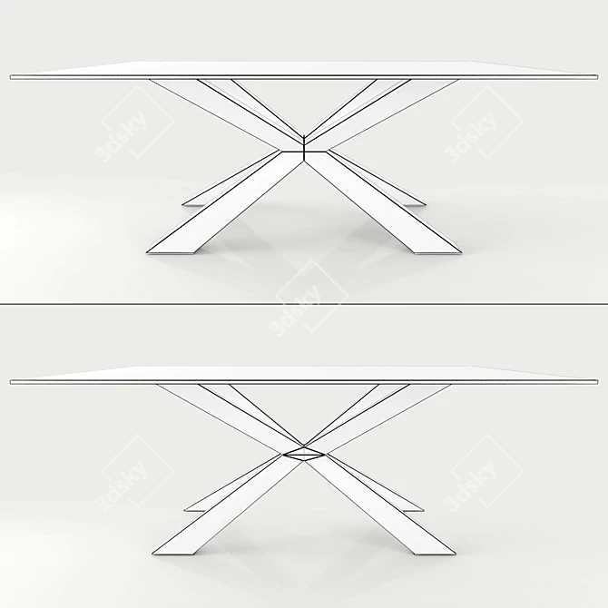 Sleek Spyder Dining Table: Wood & Metal Base 3D model image 2