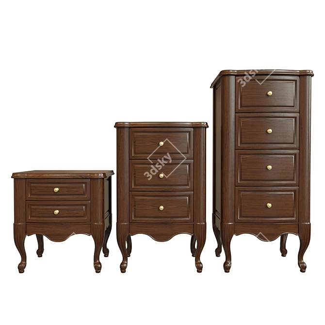 Solid Wood Chest with UVW Unwrap - 3 Sizes 3D model image 1