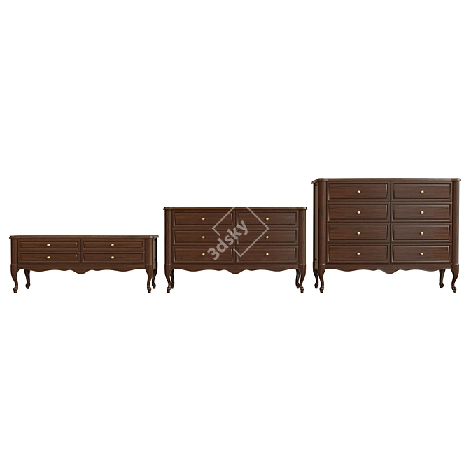 Solid Wood Chest in Various Sizes 3D model image 1