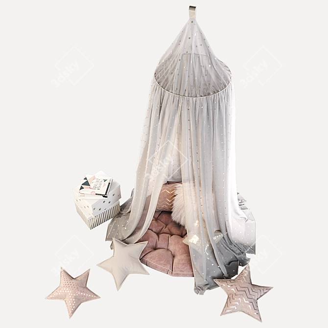 Pink and Gold Children's Canopy Set 3D model image 2