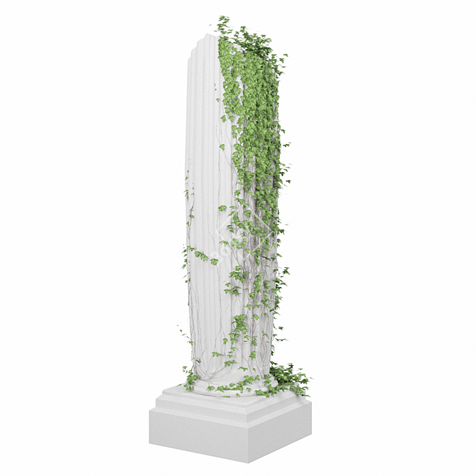 Ruined Column Sculpture 3D model image 1