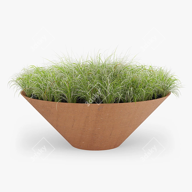 Damas Steel Planter: Traditional & Durable 3D model image 2