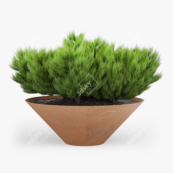 Damas Steel Planter: Traditional & Durable 3D model image 3