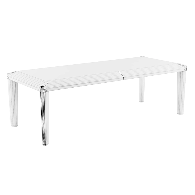 Eclipse Rectangular Table: Luxurious Leather and Wood Design 3D model image 2
