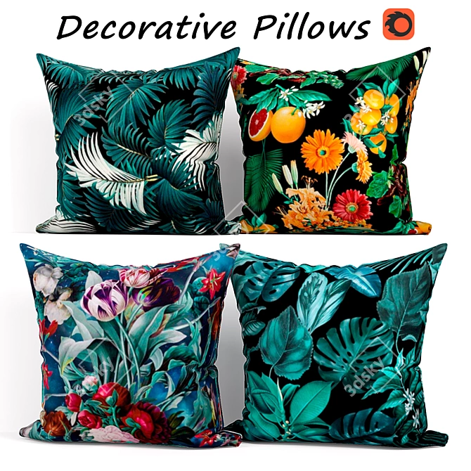 Elegant Pillow Set - Deluxe Home Decor 3D model image 1