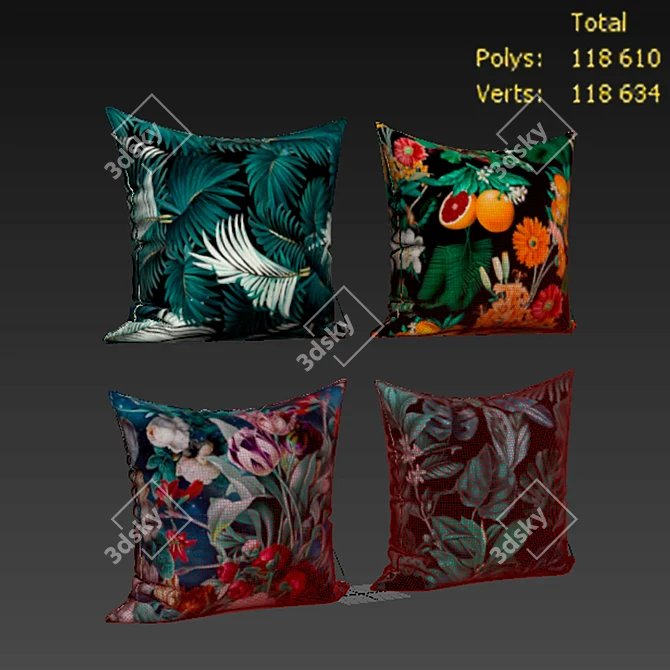 Elegant Pillow Set - Deluxe Home Decor 3D model image 2