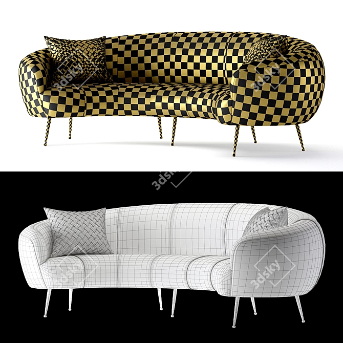 Contemporary KellyWearstler Souffle Banquette 3D model image 3