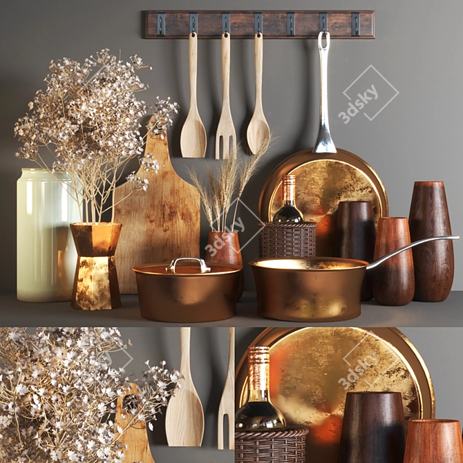 Rustic Kitchen Set: Poly 291K 3D model image 1
