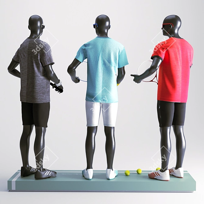 Mannequin Tennis Player: Complete Clothing Set 3D model image 2