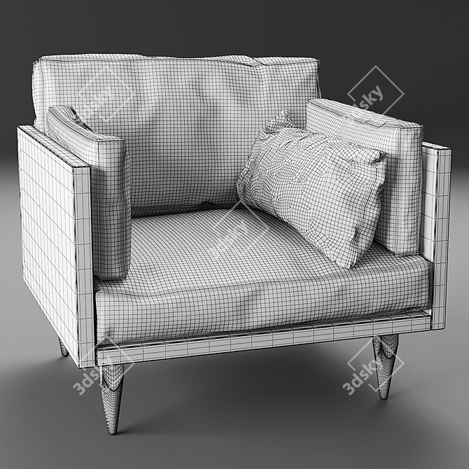 Sophisticated Sherwood Wood Frame Chair 3D model image 3