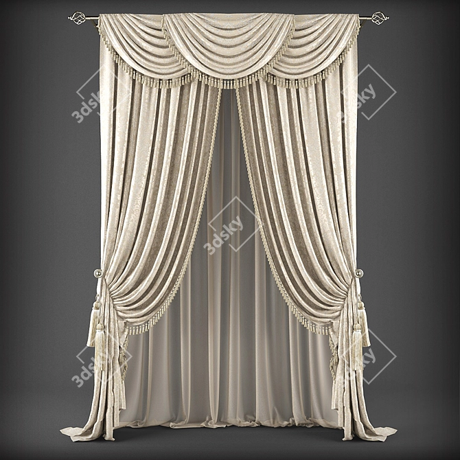 Classic Style Curtains 3D model image 1