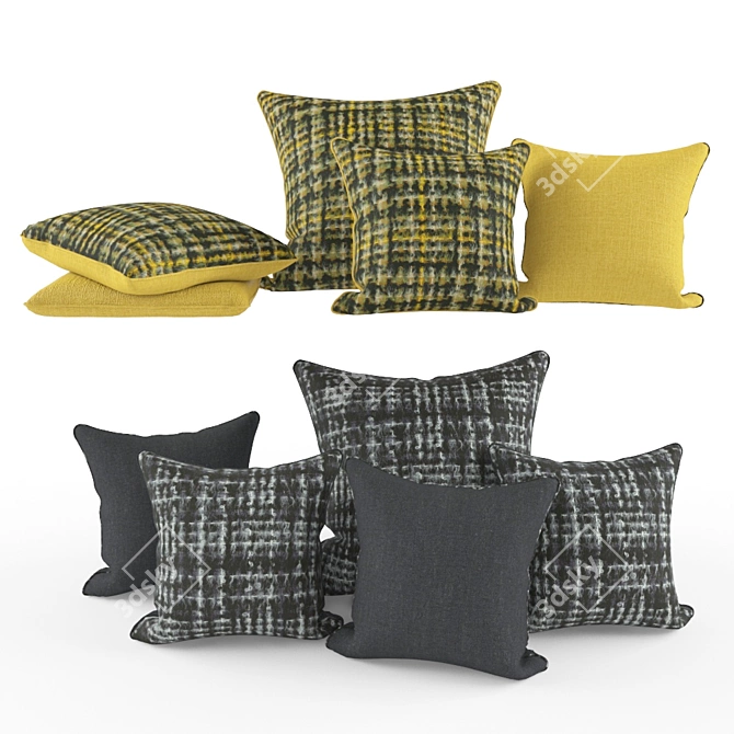 Cozy Checkered Pillow Set 3D model image 1