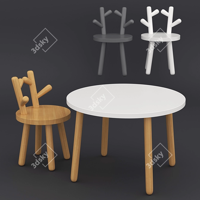 Baby Table and Chair Set 3D model image 1