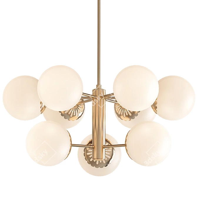 Paige Opal Glass Brass Chandelier 3D model image 1