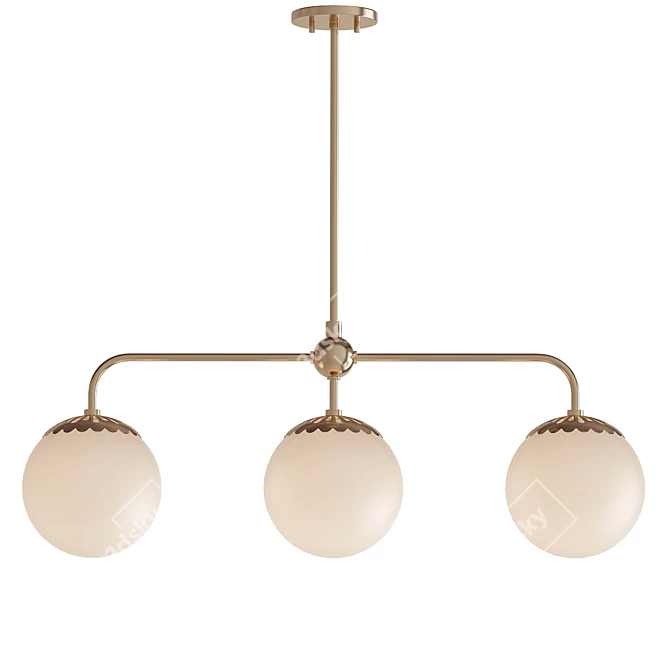 Elegant Paige 3-Light Brass Pendant 3D model image 1