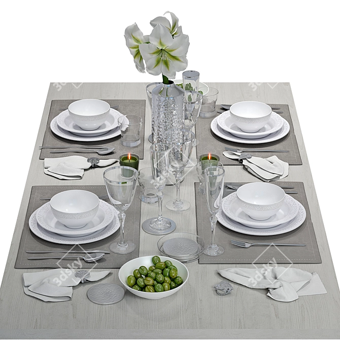 Elegant Zara Home Table Setting 3D model image 1