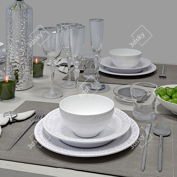 Elegant Zara Home Table Setting 3D model image 2