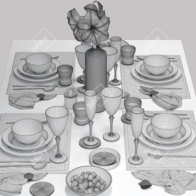 Elegant Zara Home Table Setting 3D model image 3