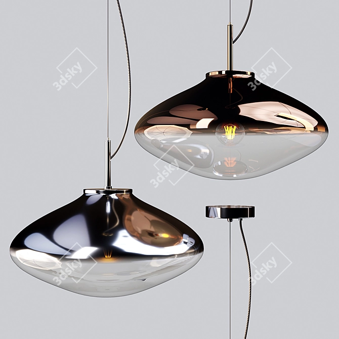 Bomma Disc Pendant: Stylish Glass and Brass Lamp 3D model image 1