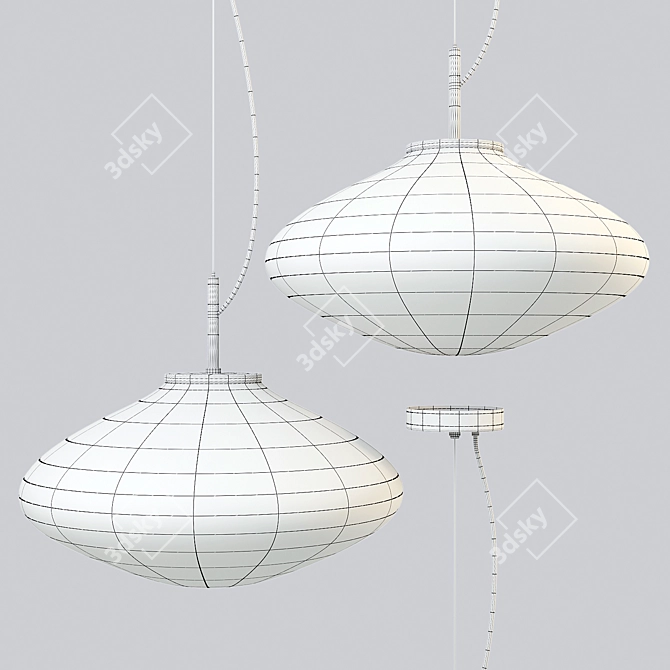 Bomma Disc Pendant: Stylish Glass and Brass Lamp 3D model image 3