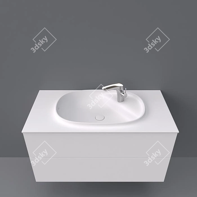 Spacious Drawers and Basin Set 3D model image 2