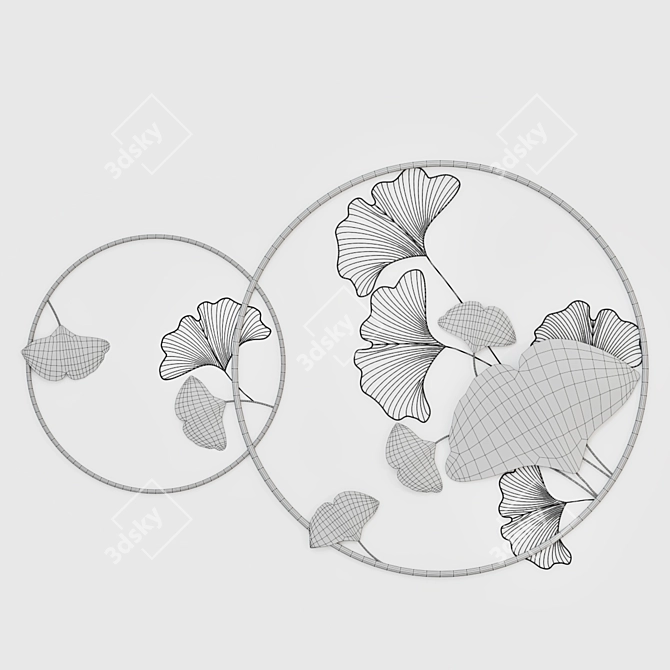 Ginkgo Bilo Metal Wall Art 3D model image 2